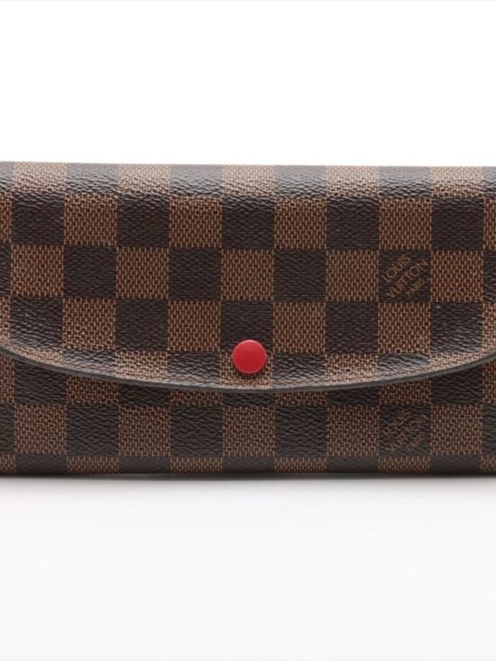 Louis Vuitton Damier Portefeuille Emilie Zipper Long Wallet Ebene Brown